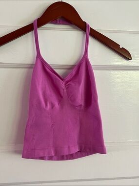 Seamed Ribbed Spaghetti-Strap Camisole - Pink